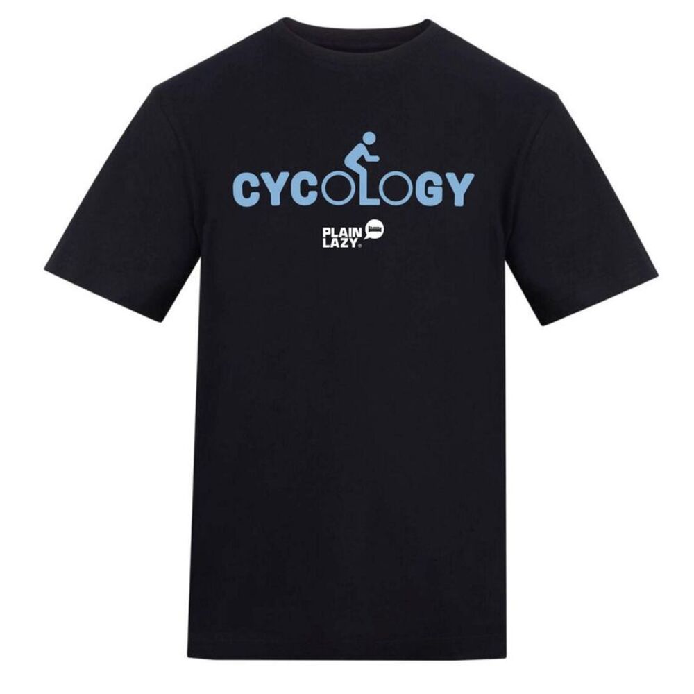 Plain Lazy Mens Cycology Printed T-Shirt / Black